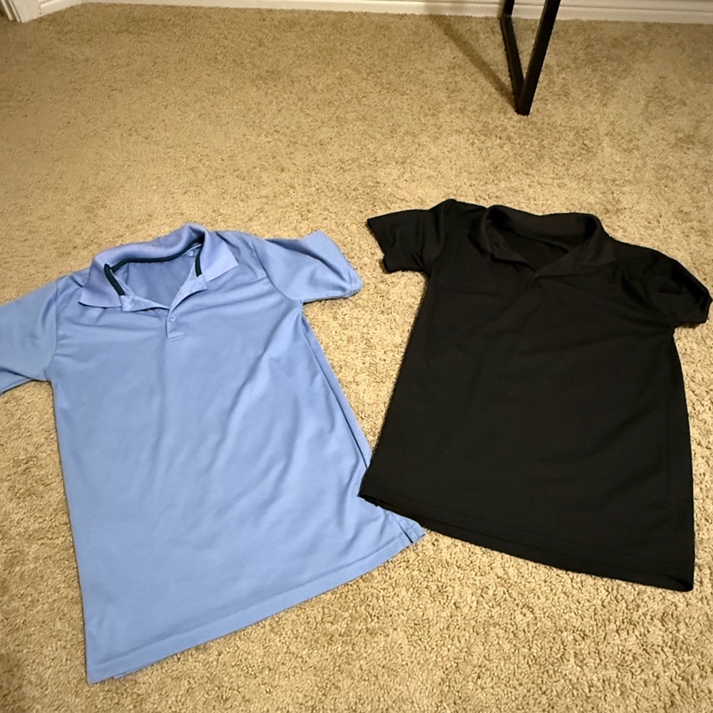 Blue and Black Polo Shirts Casual Knit Tops